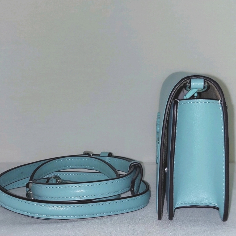 Coach Toni Smooth Leather Crossbody Shoulder Clutch Blue Silver Hardware CT778 - Picture 5 of 15